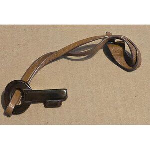 Fossil Key Bag Charm Hang Tag Plastic Brown Tortoise on Leather Strap Signed